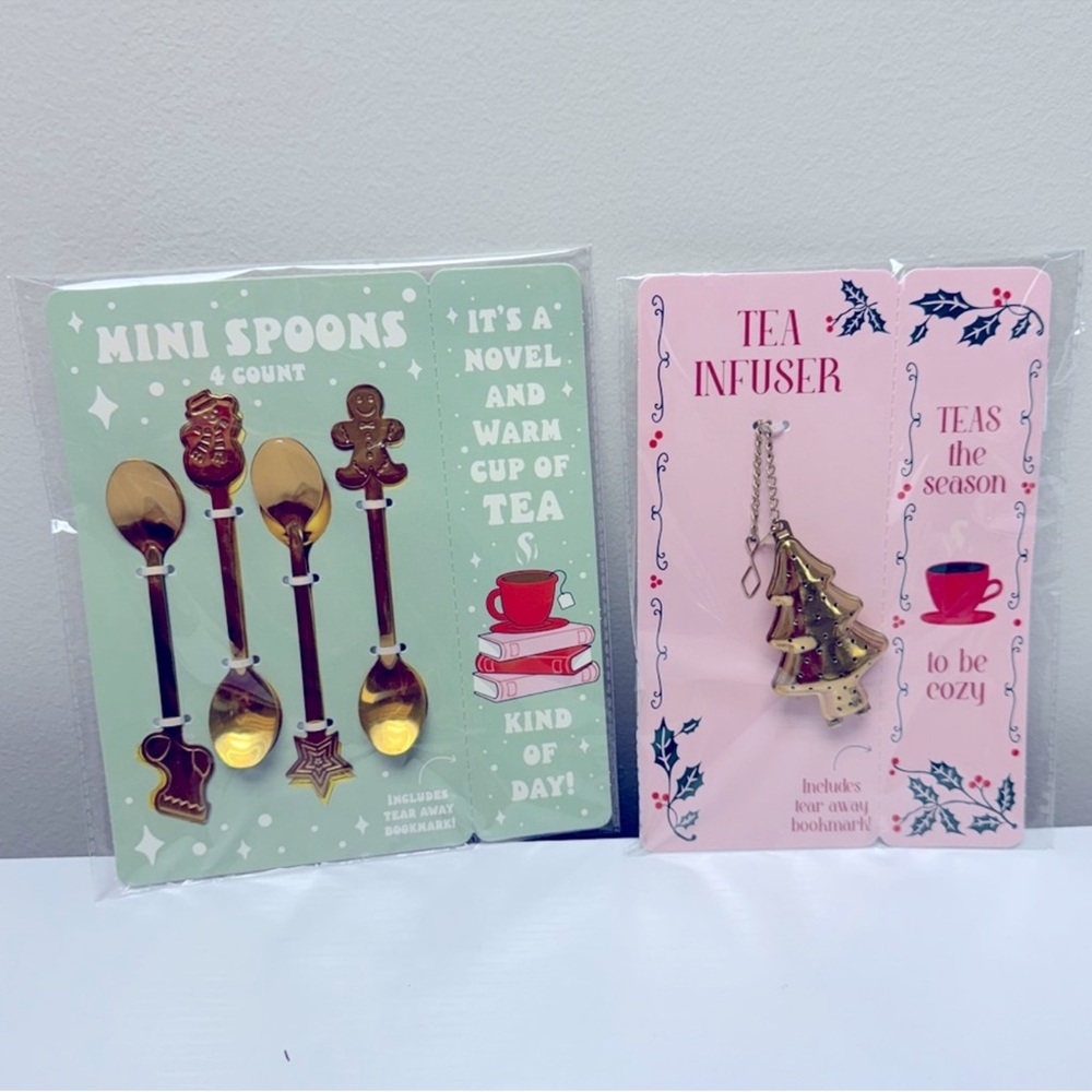 3 for $15 SALE Target Bullseye Set of 4 Holiday Mini Spoons and Tree Tea Infuser